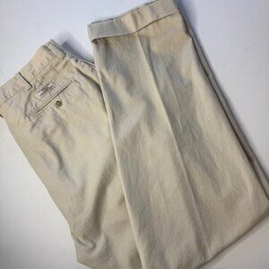 Polo Ralph Lauren Pants Men's 34x32 Khaki Hammond Pleated Front Chino Cuffed